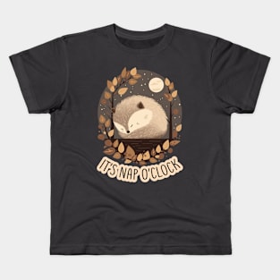 It's Nap O'Clock - Cute Sleepy Hedgehog Print Kids T-Shirt